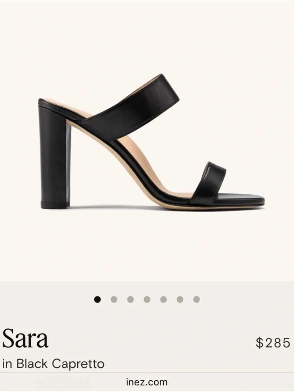 INEZ Black Leather Double-Strap Heeled Sandals - Picture 8 of 8